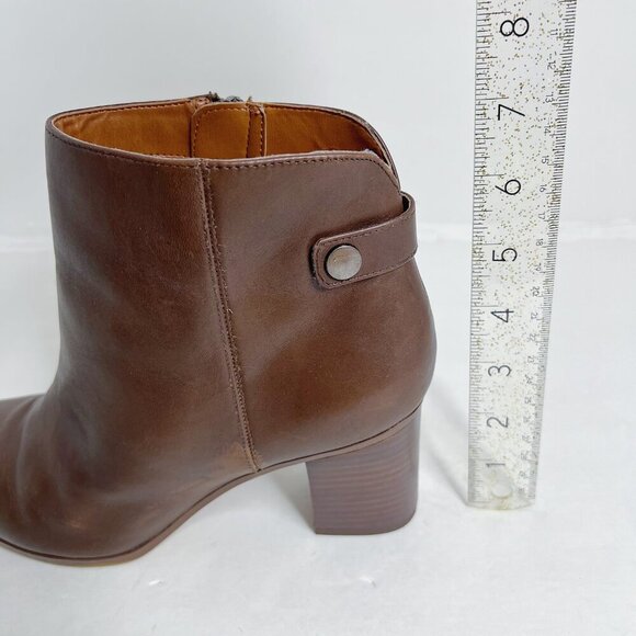 Franco Sarto Ilaria Brown Leather Heeled Booties Boots Women's Size 9.5 - Picture 7 of 11